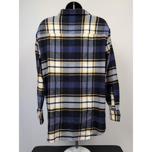 Madewell Flannel Oversized Ex-Boyfriend Shirt Blue Plaid Size Small Women's NWT - Picture 4 of 7